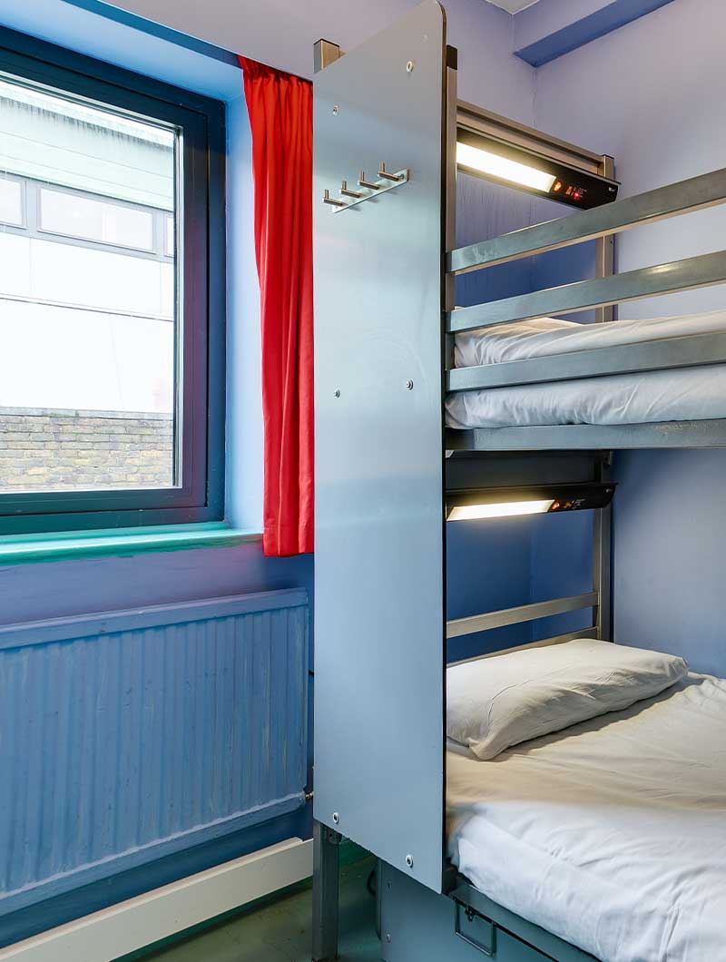 Bunk beds at Clink 261 hostel in London