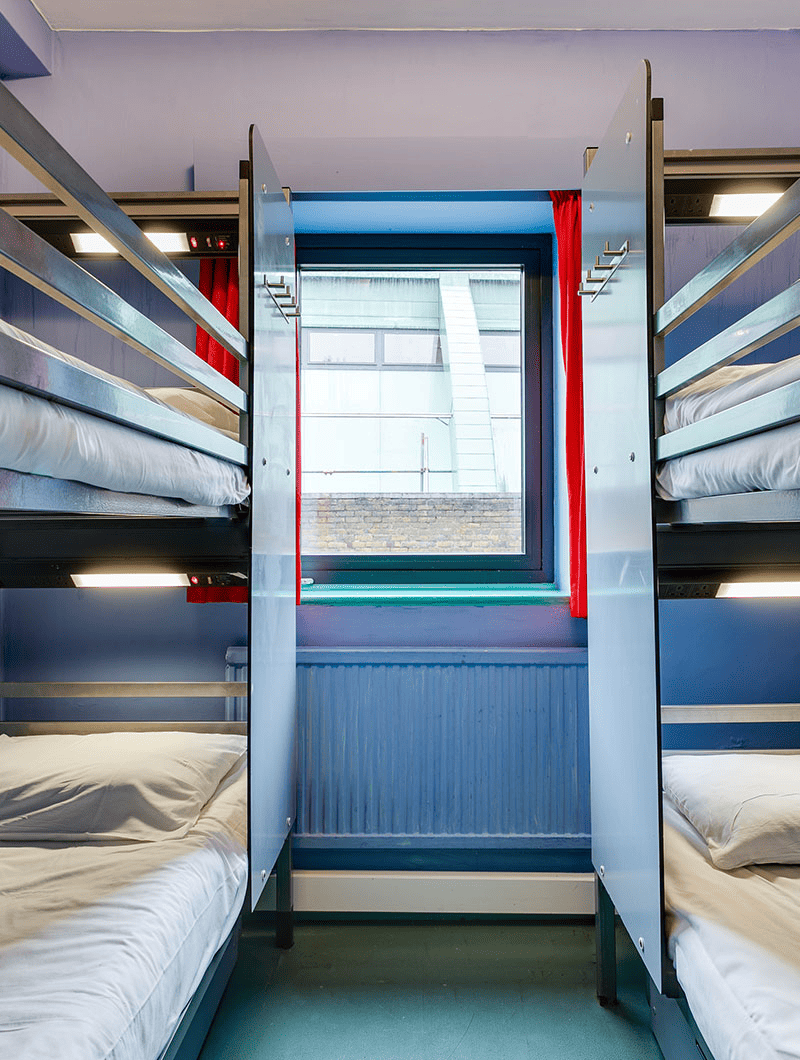 dorm beds at clink 261 hostel in london