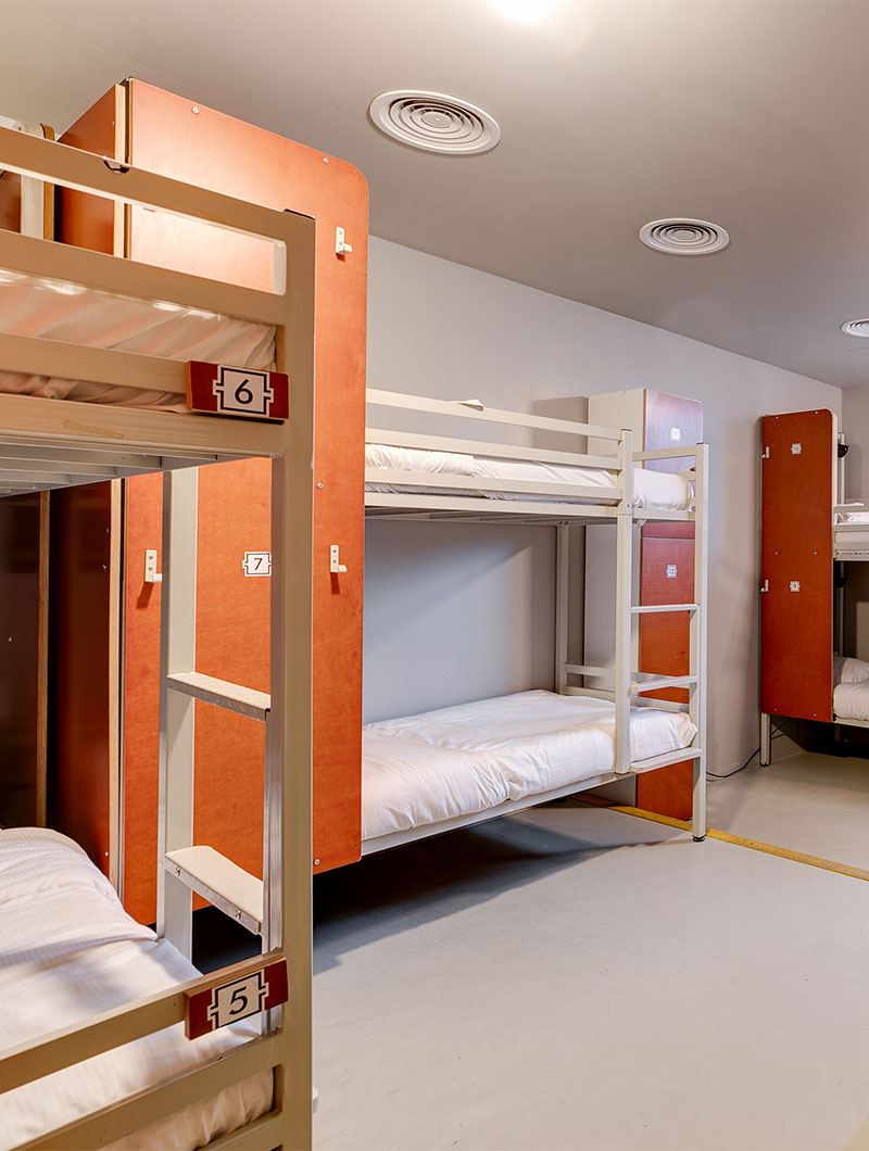 Bunk beds at ClinkNOORD hostel in Amsterdam