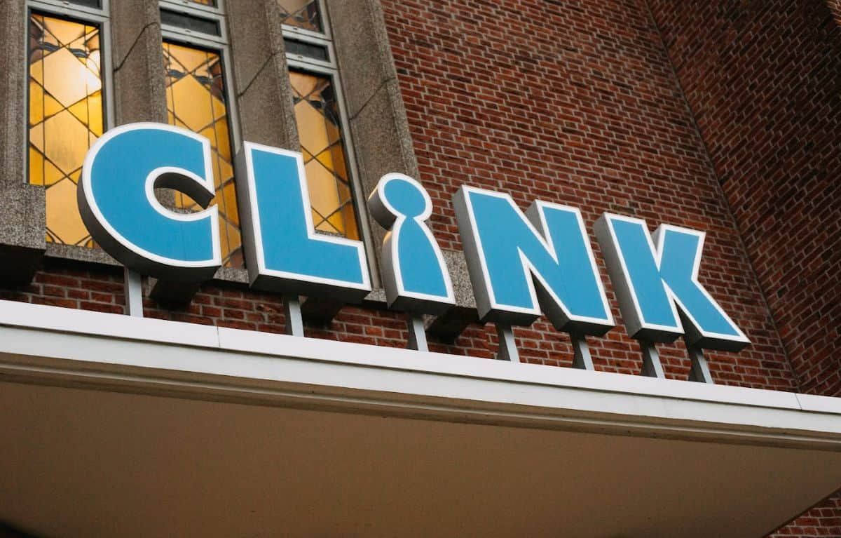 Signage at the entrance to ClinkNOORD hostel in Amsterdam