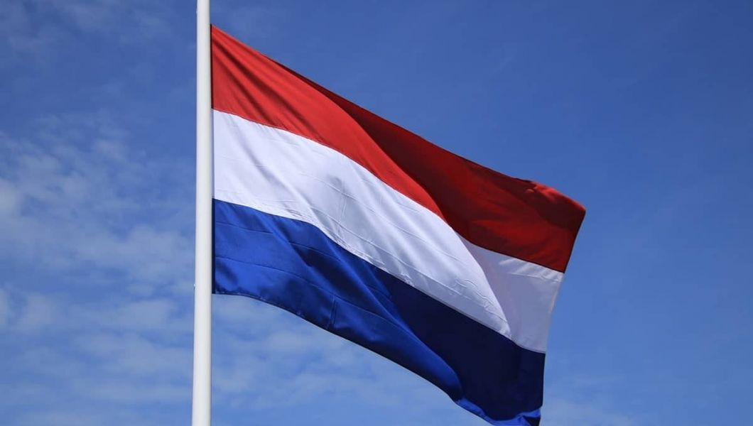 flag of Amsterdam waving in the air