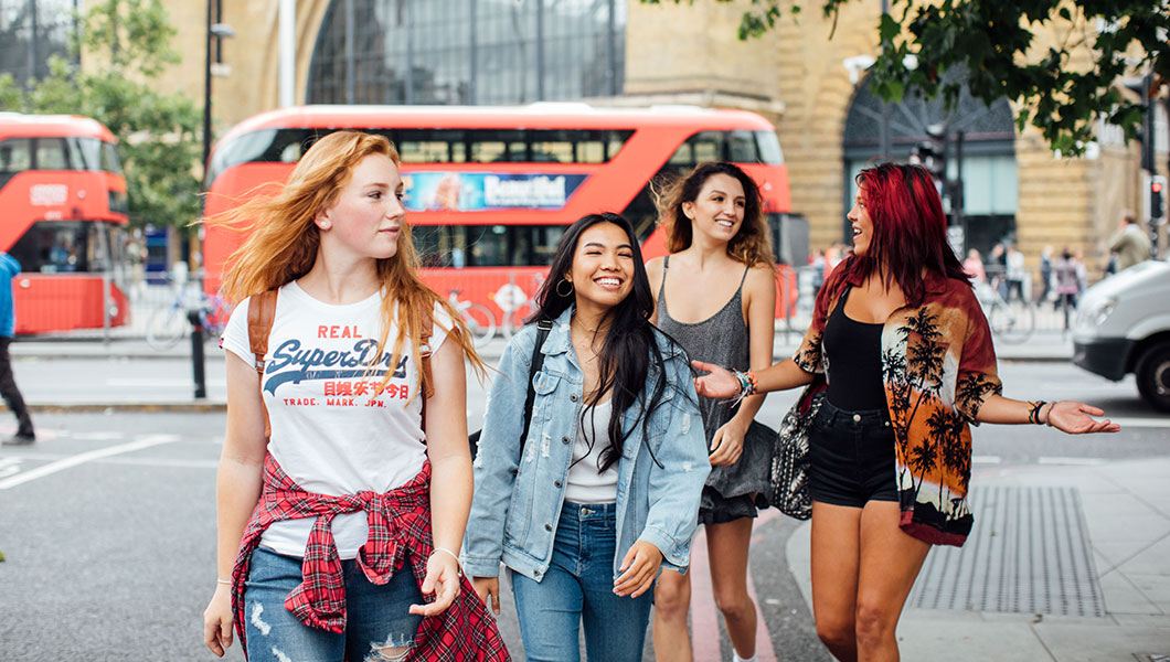 Girls walking in London