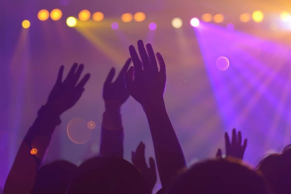 People raising their hands in a club