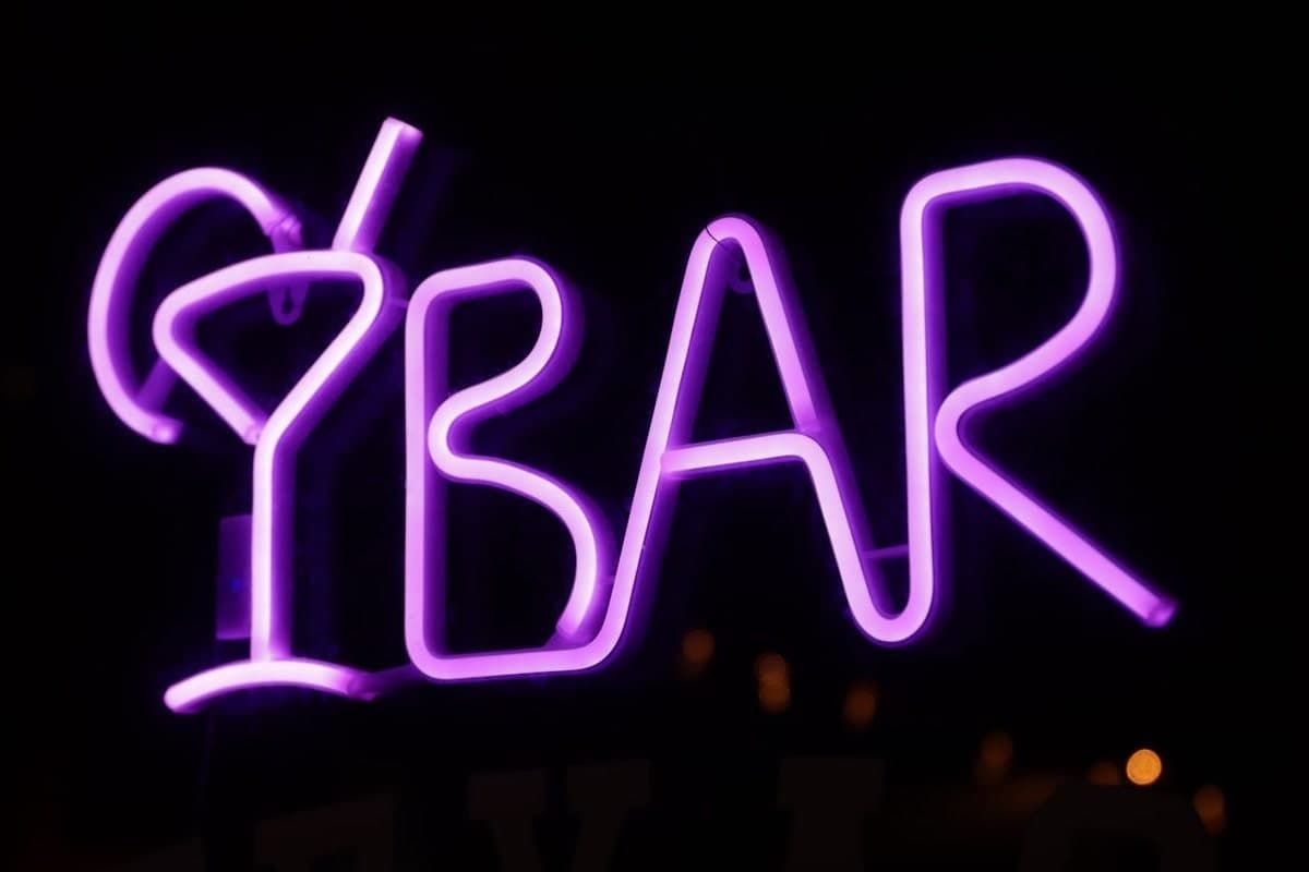 Purple bar neon sign