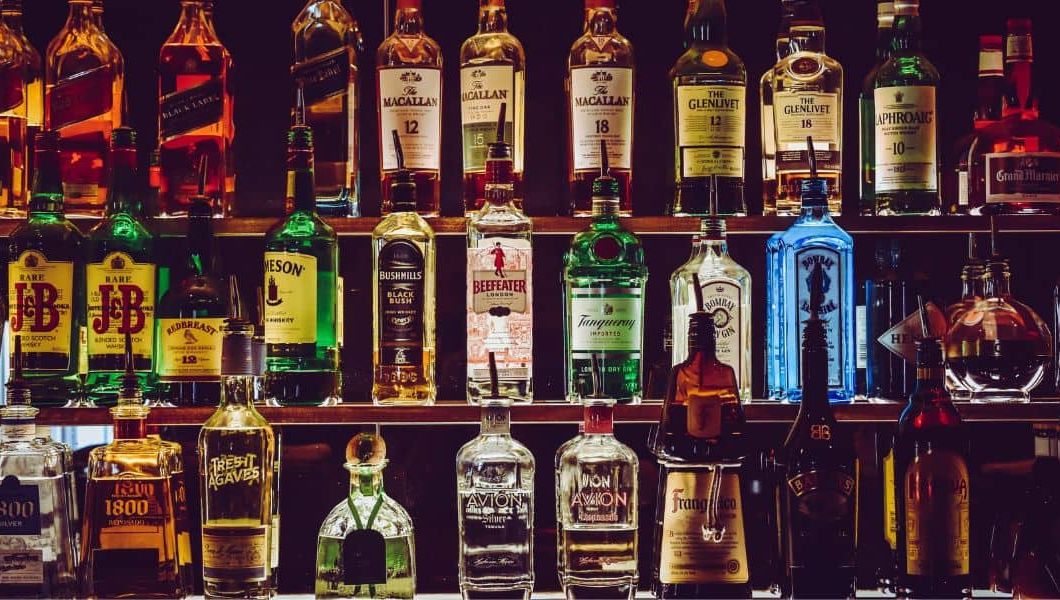 drink shelves in a london bar