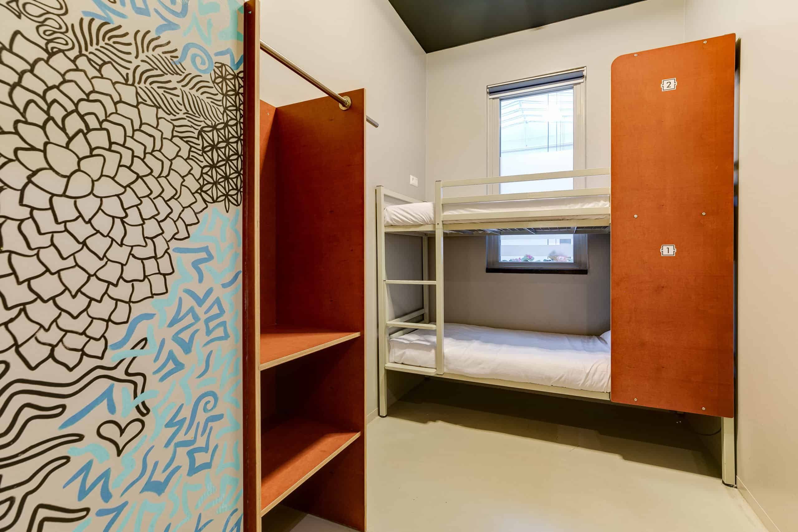Private room with bunk beds at Clinknoord hostel Amsterdam