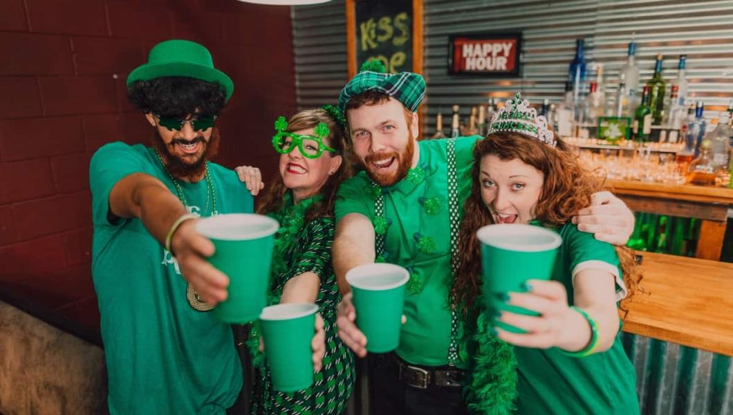 People dressed in green to celebrate St Patrick's Day