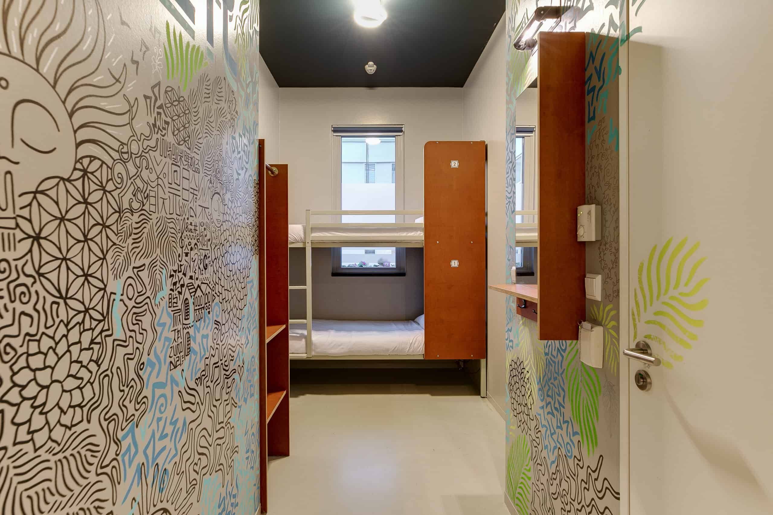 Private room with bunk beds at Clinknoord hostel Amsterdam