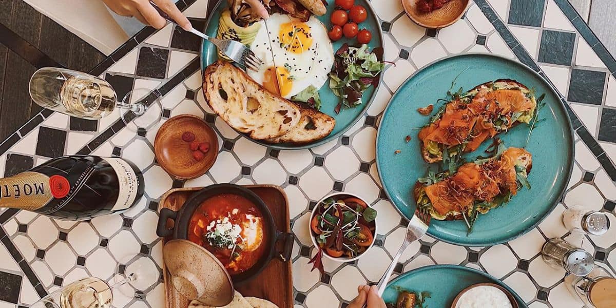 brunch food items in a london restaurant