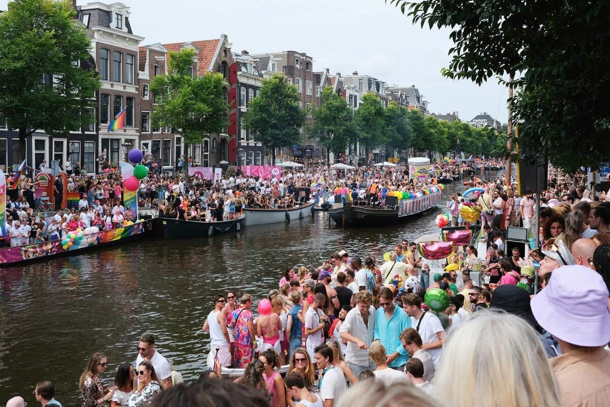 Crowds at Amsterdam pride