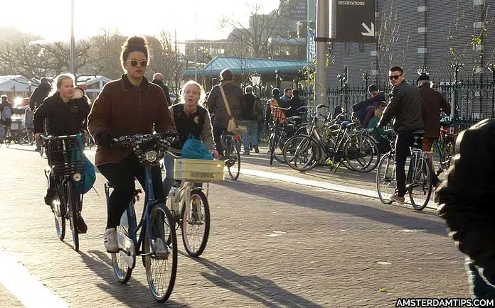People cycling on Amsterdam streets