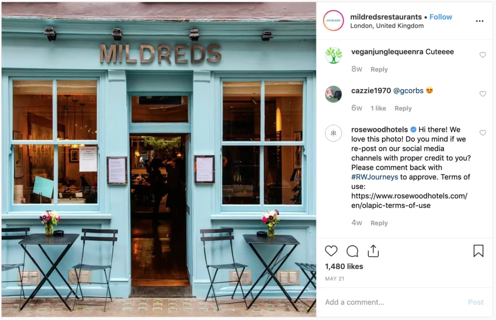 Mildreds vegan restaurant in London