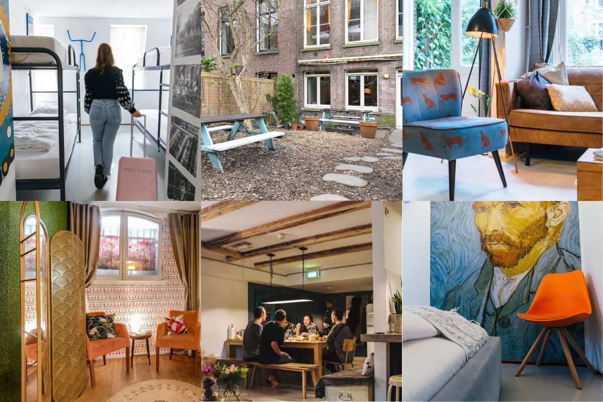 guests and the interior at clinkcoco hostel in amsterdam