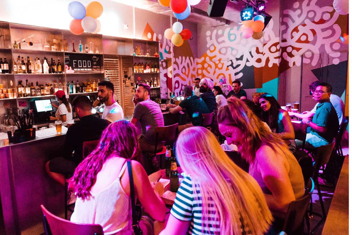 guests enjoying a drink at clinknoord amsterdam