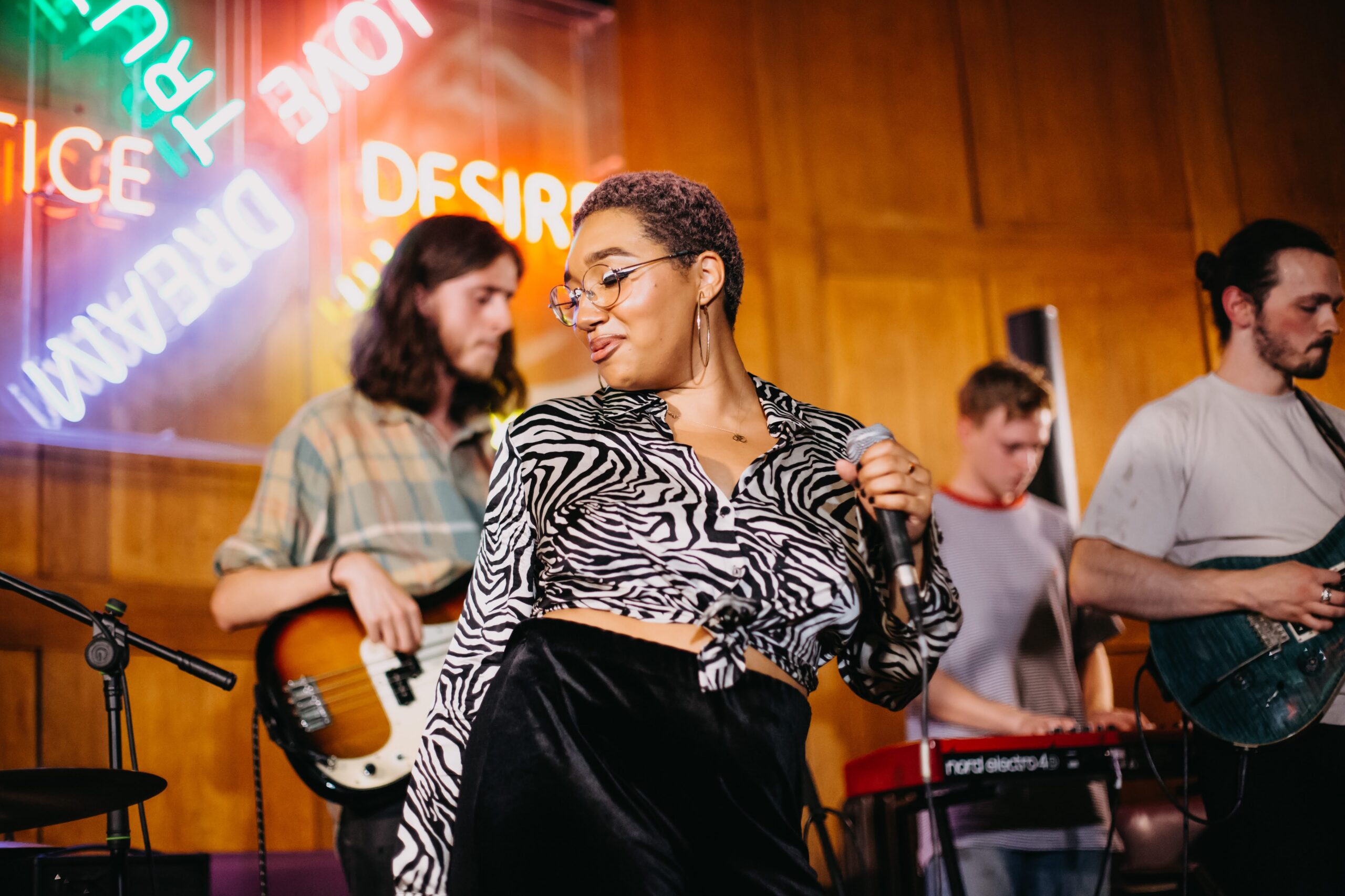 Musicians playing at CLINK hostels