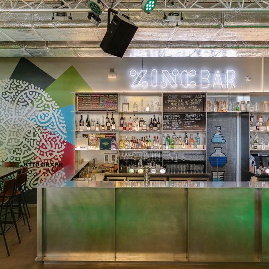 ZincBar at ClinkNOORD hostel in Amsterdam, stocked with beers, wine, spirits and soft drinks.