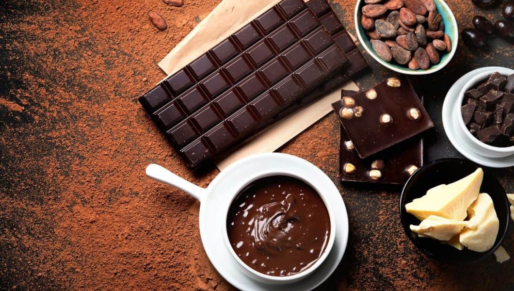 hot chocolate drink and an assortment of treats