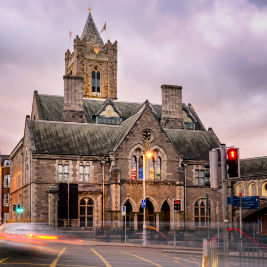 Christchurch Cathedral at the end of Dublin's Dame Street